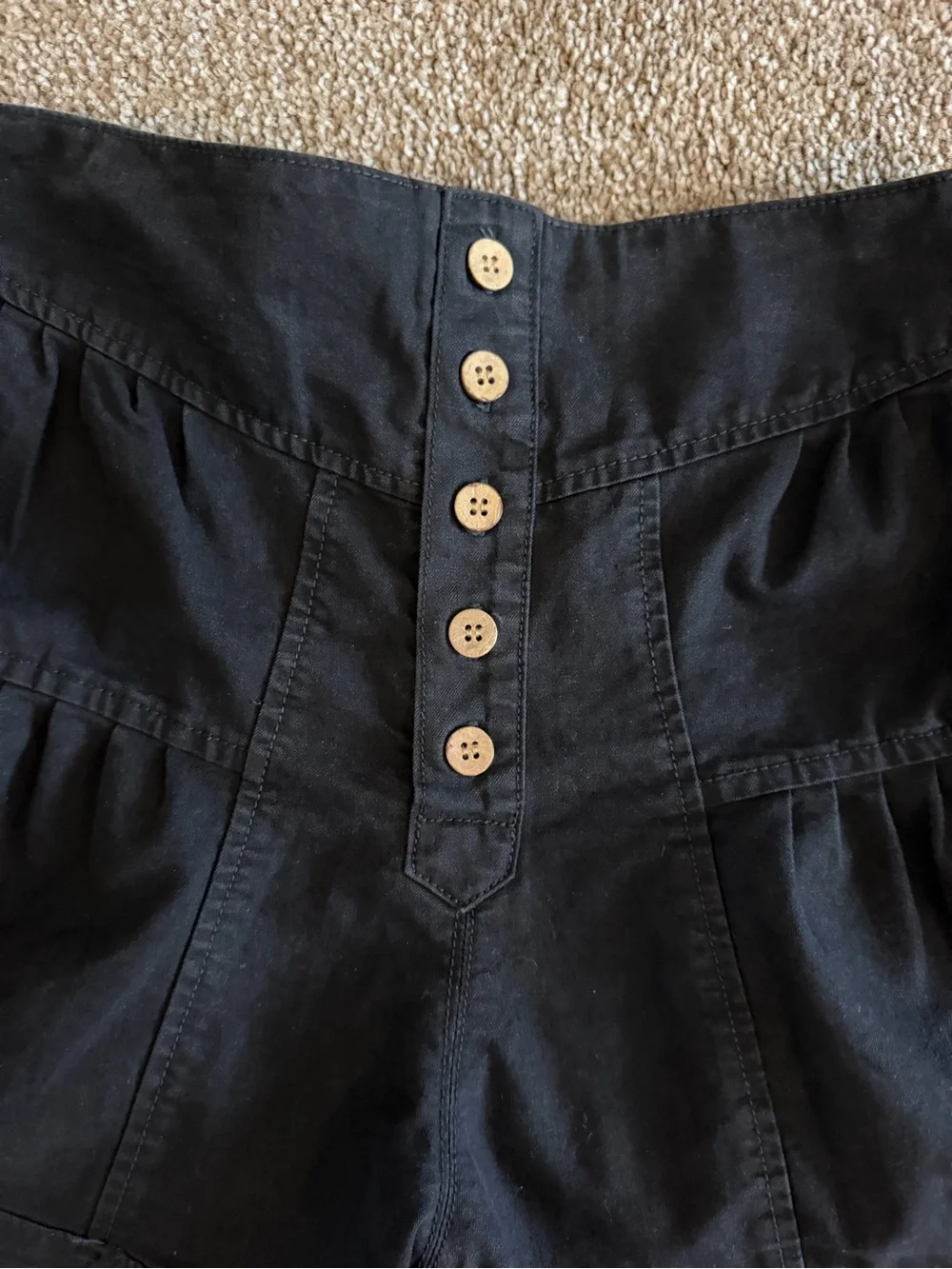 Cicy Bell High-Waist Black Button-Front Women's Shorts